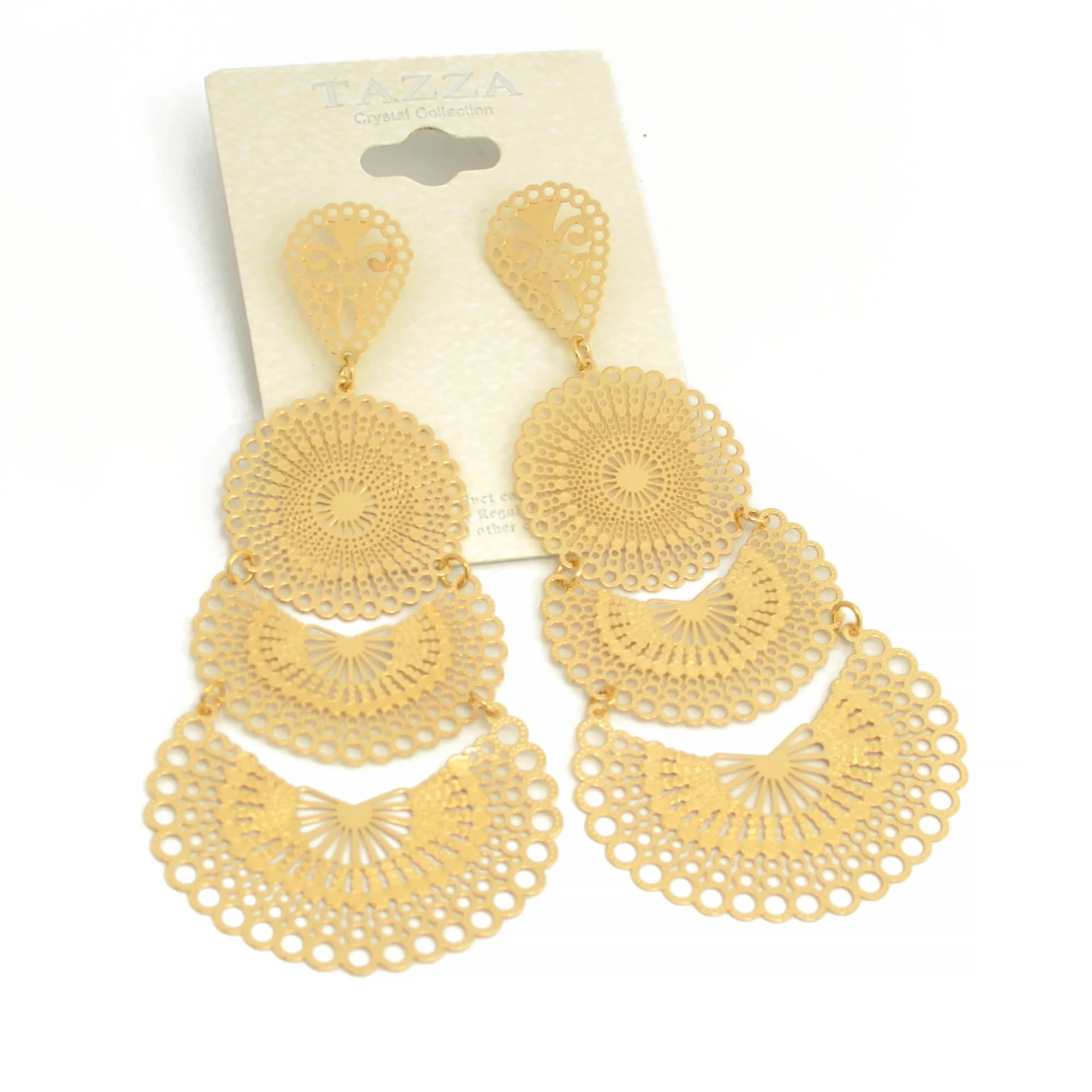 GOLD FILIGREE LIGHT WEIGHT EARRINGS#SQ20190135GLD (IC6/GF3/GE3)