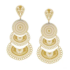 GOLD FILIGREE LIGHT WEIGHT EARRINGS#SQ20190135GLD (IC6/GF3/GE3)