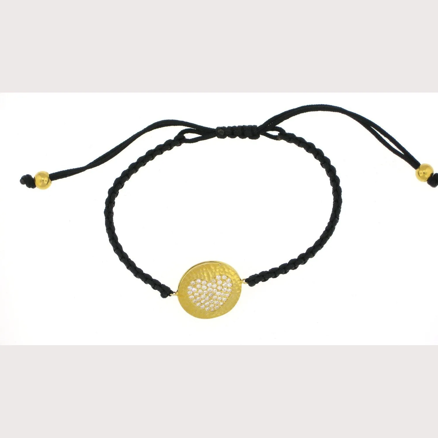 Gold Hammered Heart Macrame Bracelet-Sale