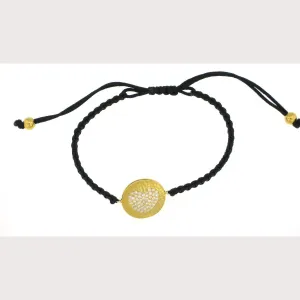 Gold Hammered Heart Macrame Bracelet-Sale
