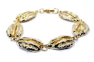 Gold Pecan Bracelet with Six Realistic Large Pecans in 14kt Gold Vermeil