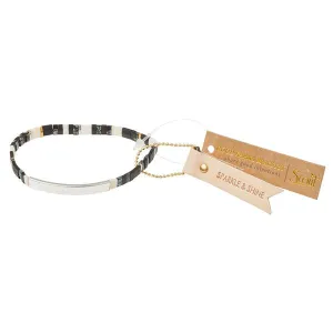 Good Karma Miyuki Bracelet - Sparkle & Shine // Raven/Silver
