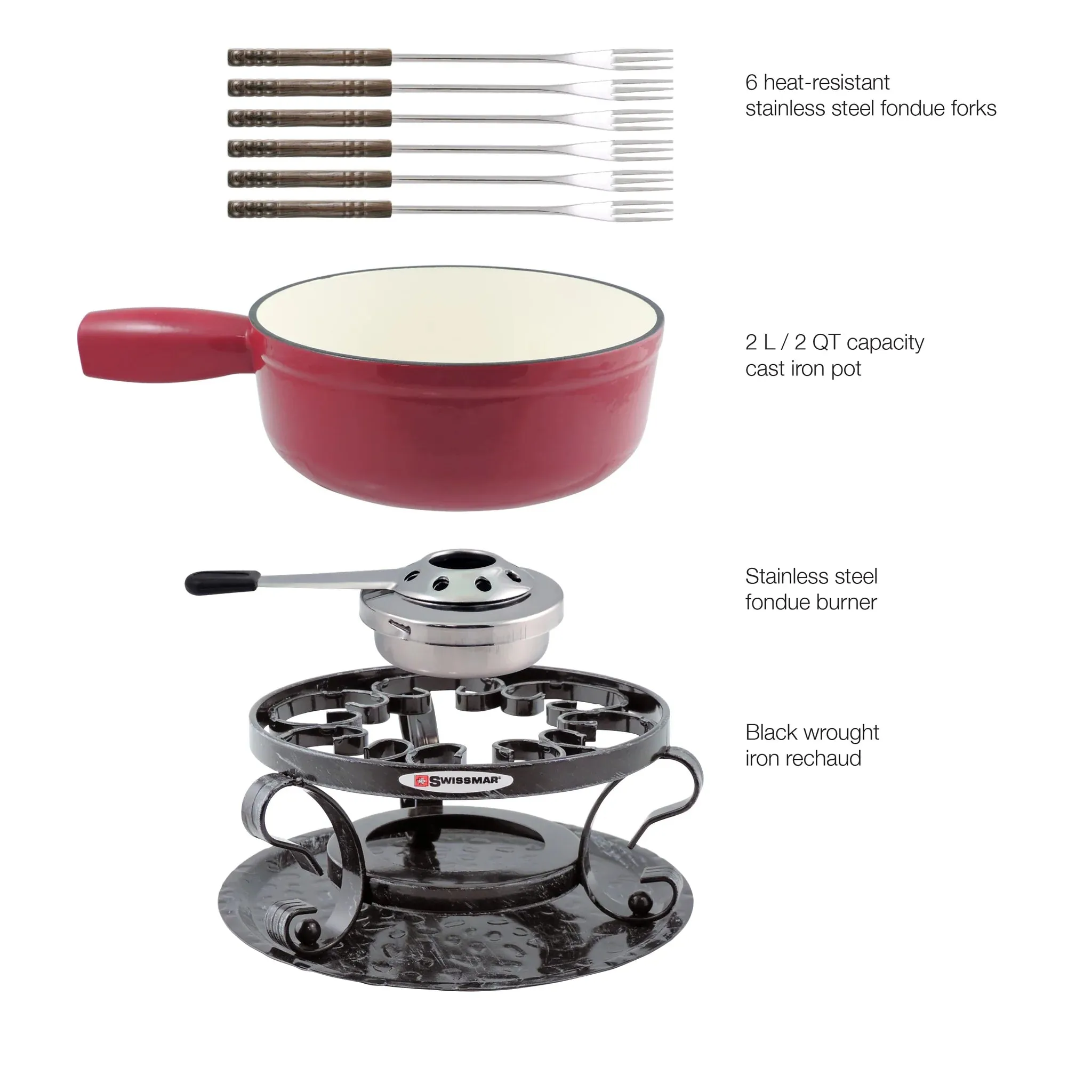 Gourmet Cheese Fondue Set with Cast Iron Pot
