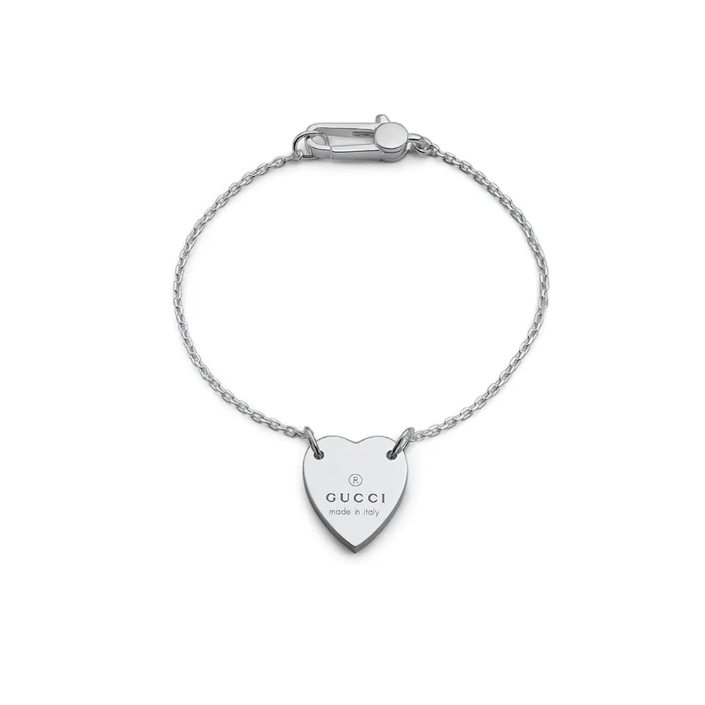 Gucci Sterling Trademark Heart Bracelet 7.25"