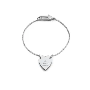 Gucci Sterling Trademark Heart Bracelet 7.25"