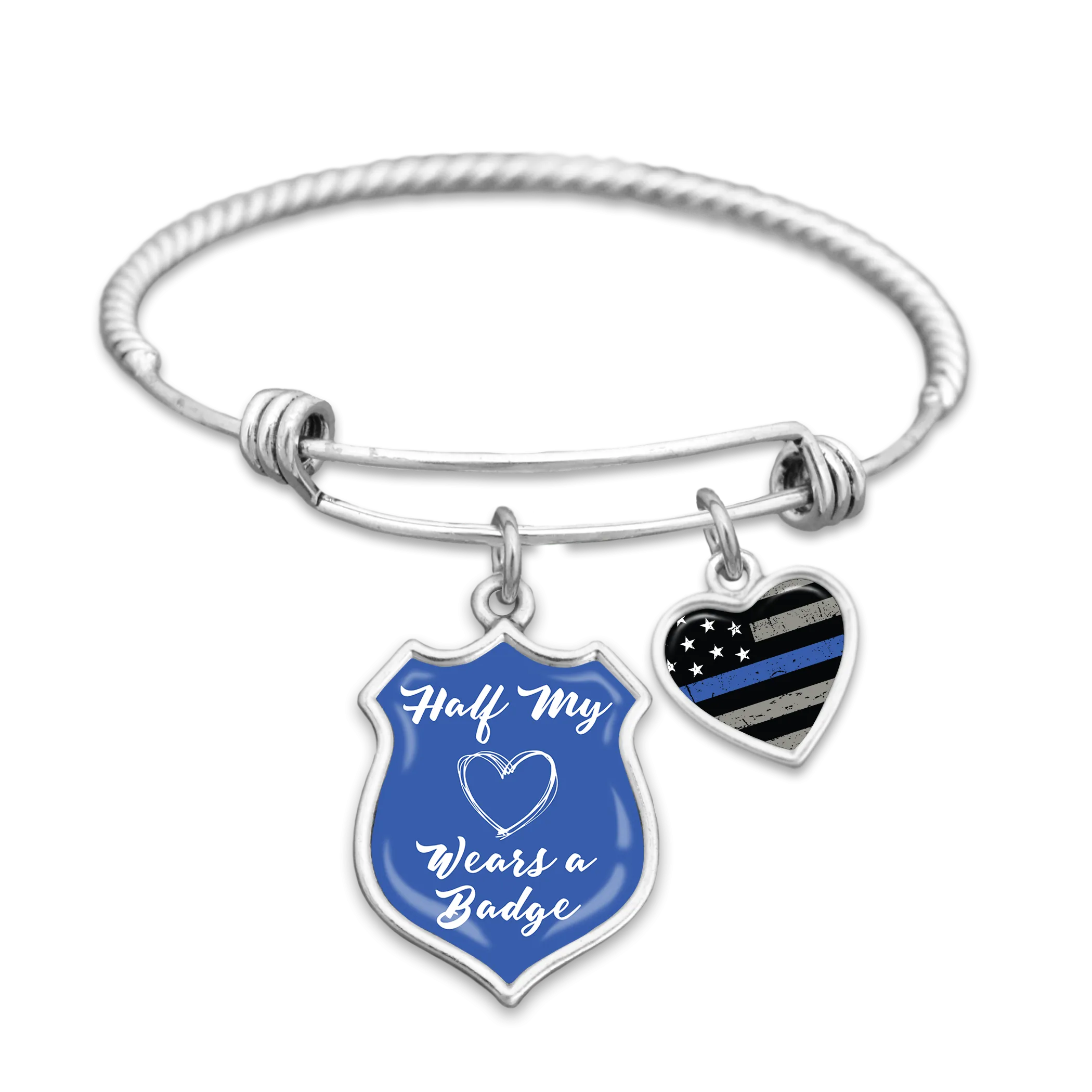 Half My Heart Wears A Badge Charm Bracelet