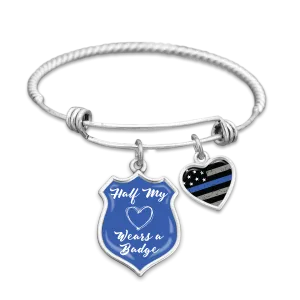 Half My Heart Wears A Badge Charm Bracelet