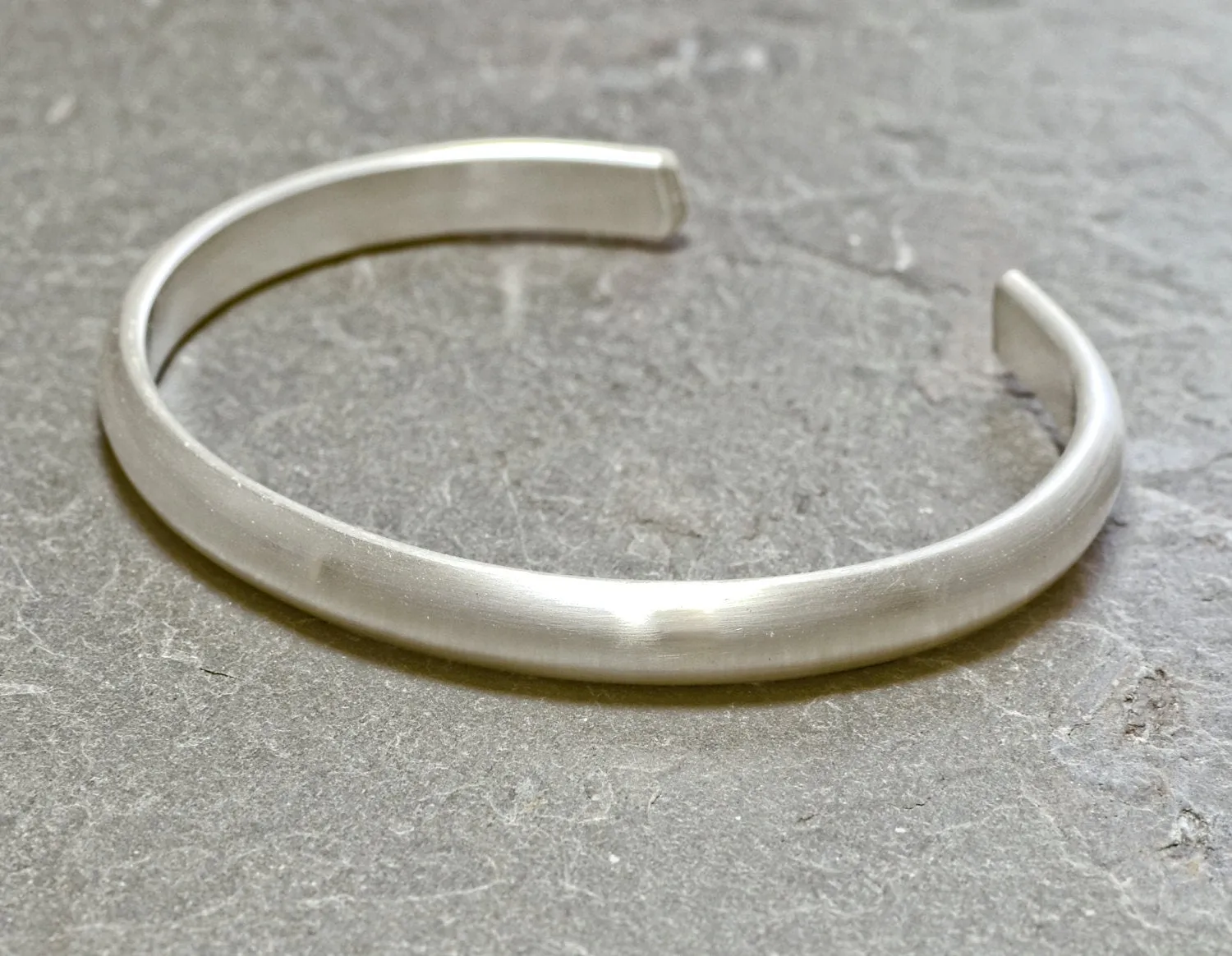 Half round and chunky sterling silver cuff bracelet