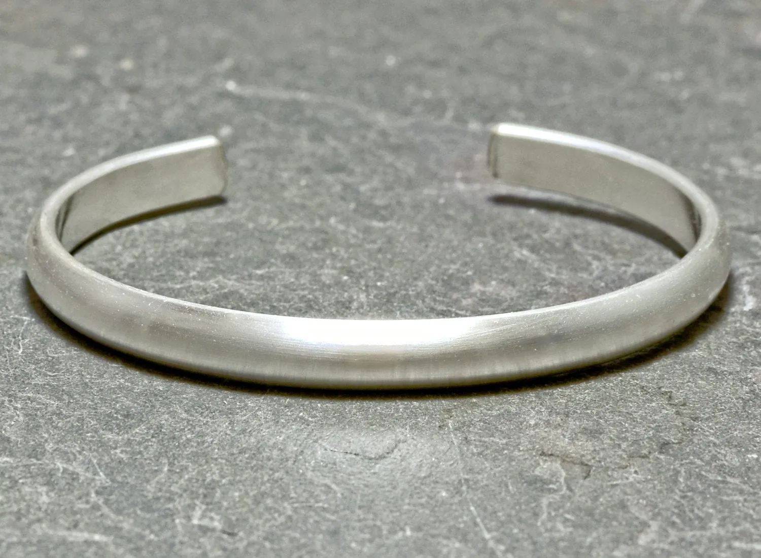 Half round and chunky sterling silver cuff bracelet