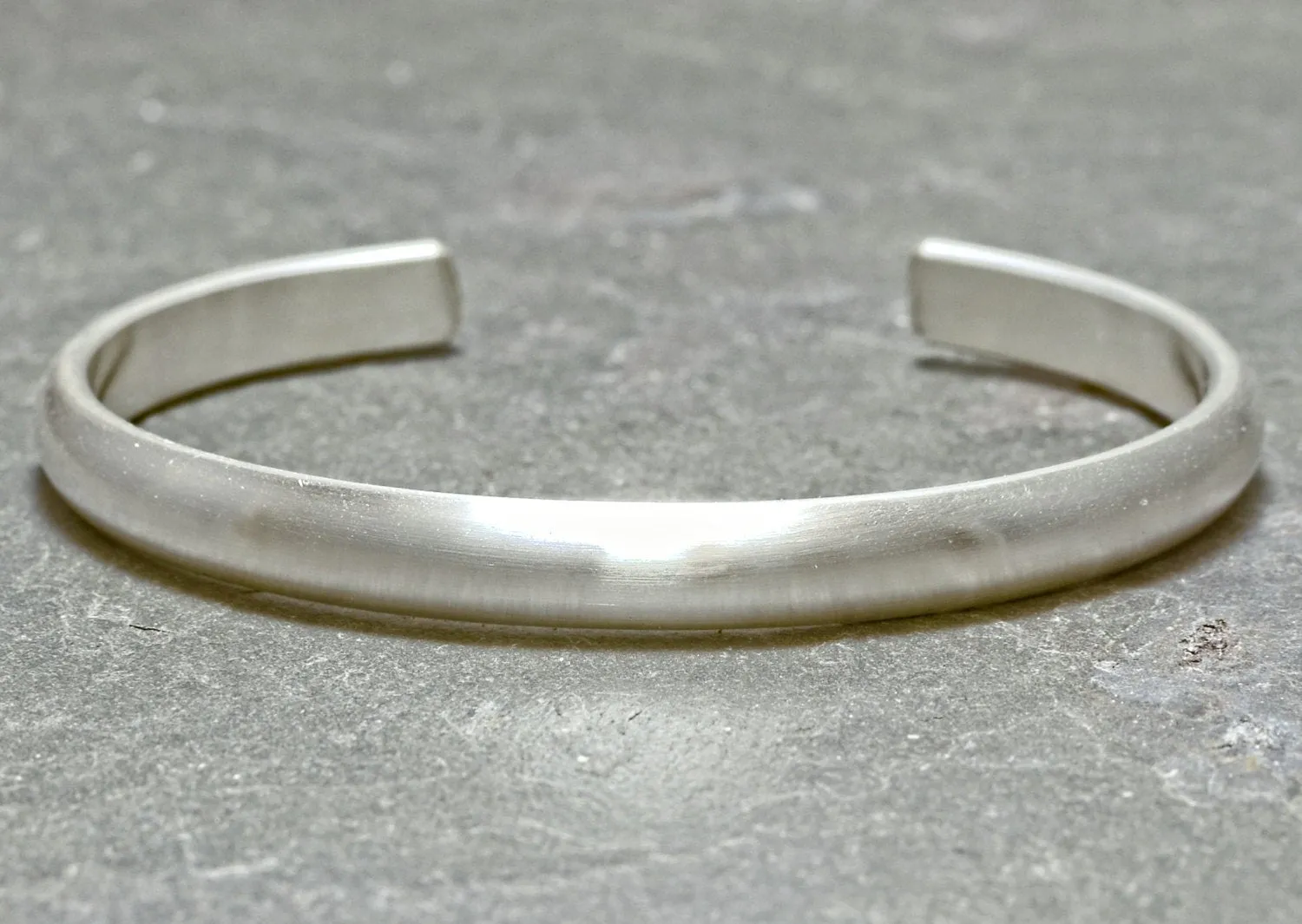 Half round and chunky sterling silver cuff bracelet