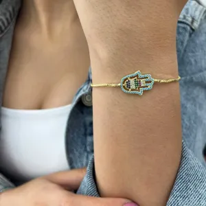 Hand of Fatima Gold Chain Bracelet