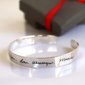 Handwriting Engraved Cuff Bracelet for Men Keepsake gift