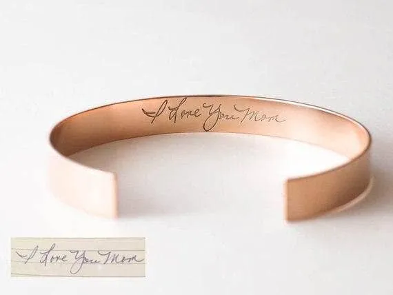 Handwriting Inscription Cuff Bracelet