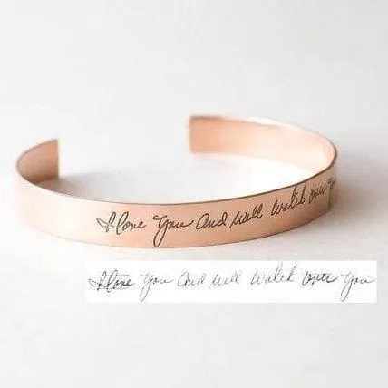 Handwriting Inscription Cuff Bracelet