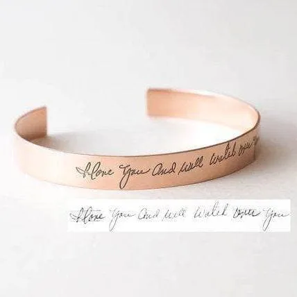 Handwriting Inscription Cuff Bracelet