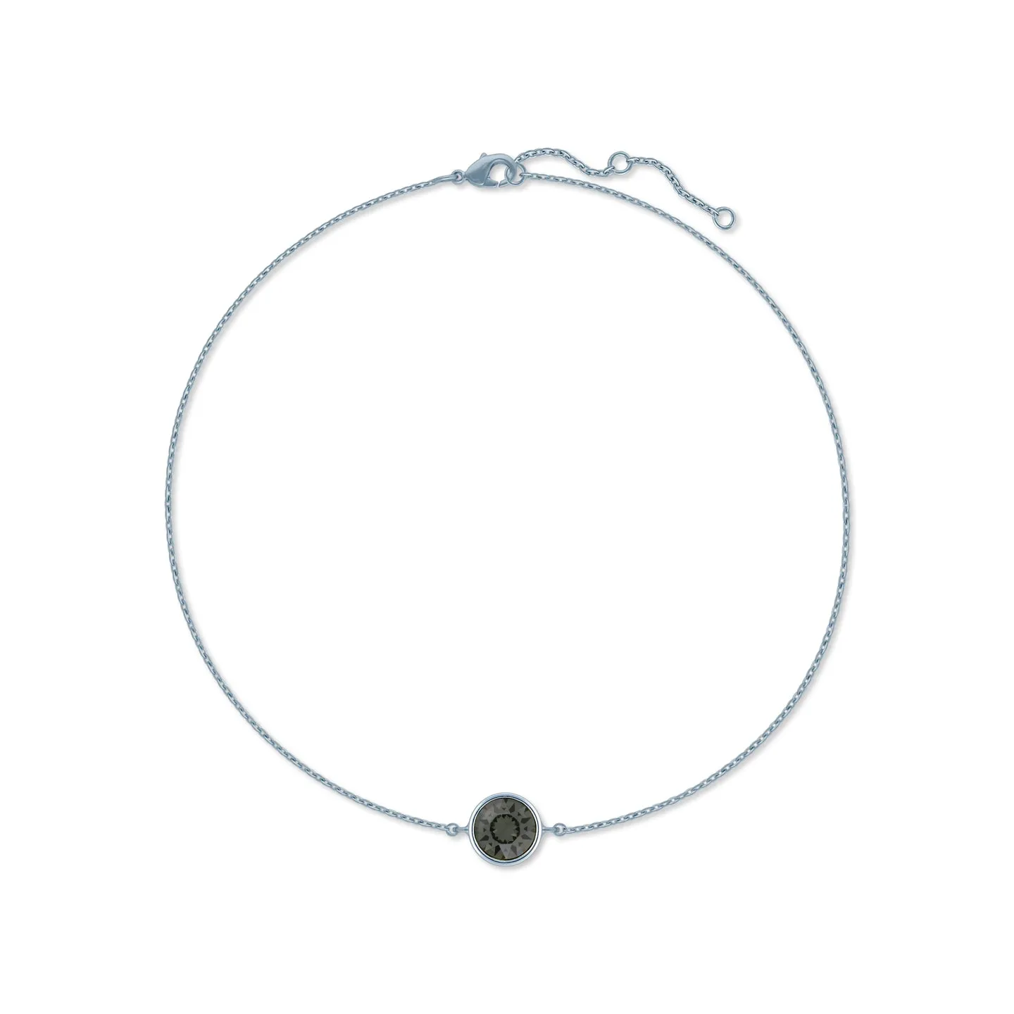 Harley Chain Bracelet with Black Diamond Round Crystals from Swarovski Silver Toned Rhodium Plated