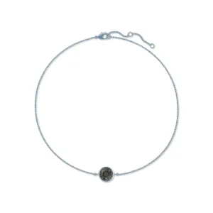Harley Chain Bracelet with Black Diamond Round Crystals from Swarovski Silver Toned Rhodium Plated