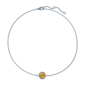 Harley Chain Bracelet with Yellow Brown Light Topaz Round Crystals from Swarovski Silver Toned Rhodium Plated