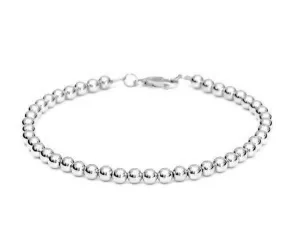Heavy 14k White Gold Bead Bracelet - Women and Men's Bracelet - 5mm, 9g