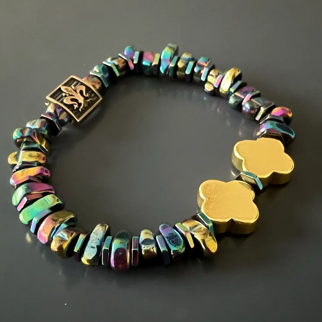 Hematite Floral Bracelet