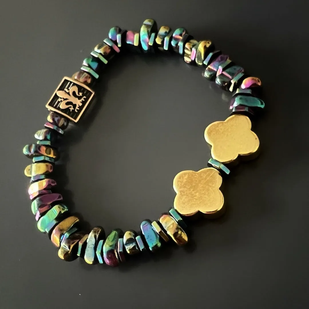 Hematite Floral Bracelet