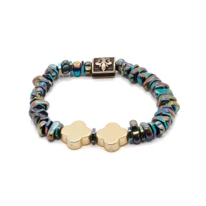 Hematite Floral Bracelet