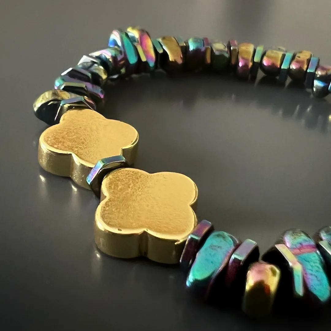 Hematite Floral Bracelet
