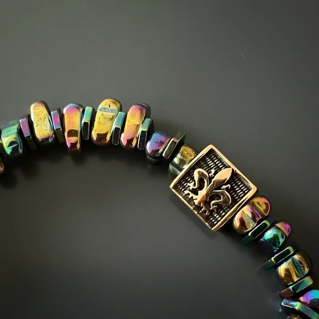 Hematite Floral Bracelet
