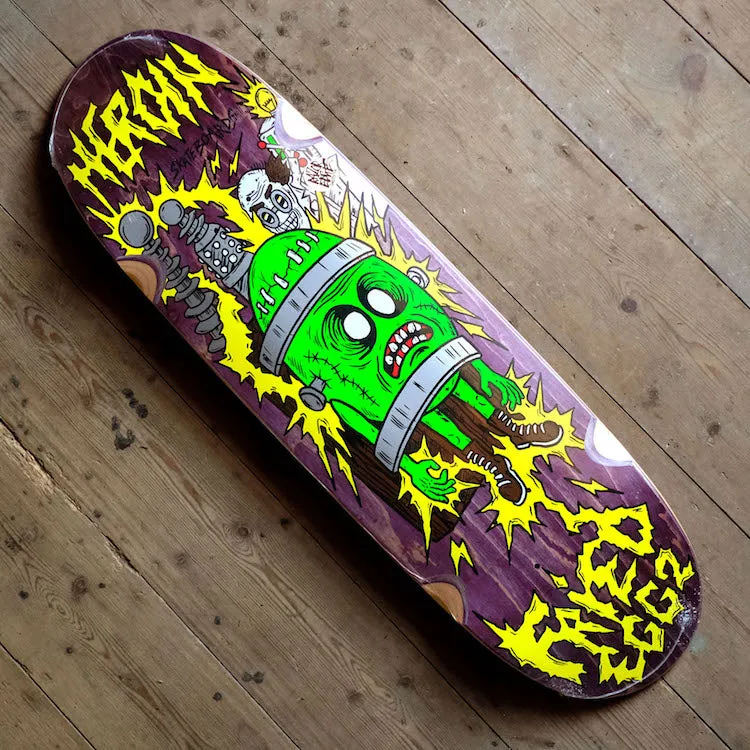 Heroin Skateboards Fried Egg 2 Shaped Skateboard Deck 8.9" (Various Wood Stains)