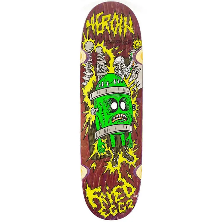 Heroin Skateboards Fried Egg 2 Shaped Skateboard Deck 8.9" (Various Wood Stains)
