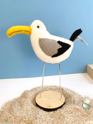 Herring Gull Felt Sewing Kit with Wood Base