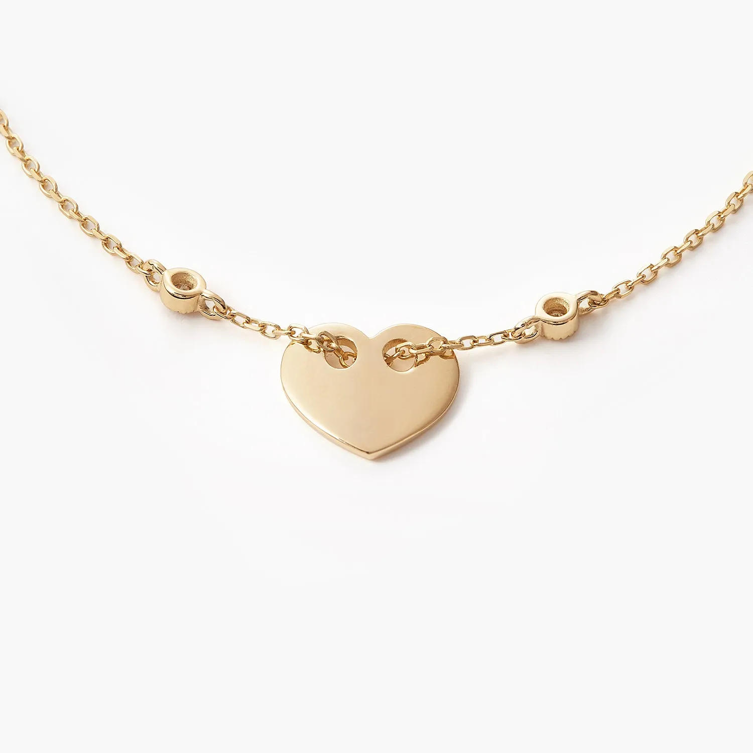 High Polished Trendy Love Heart-Shaped Link Chain with diamond Charms Bracelets