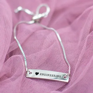 I Love Engineering Silver Bar Adjustable Bracelet