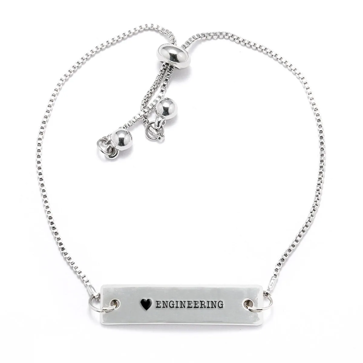 I Love Engineering Silver Bar Adjustable Bracelet