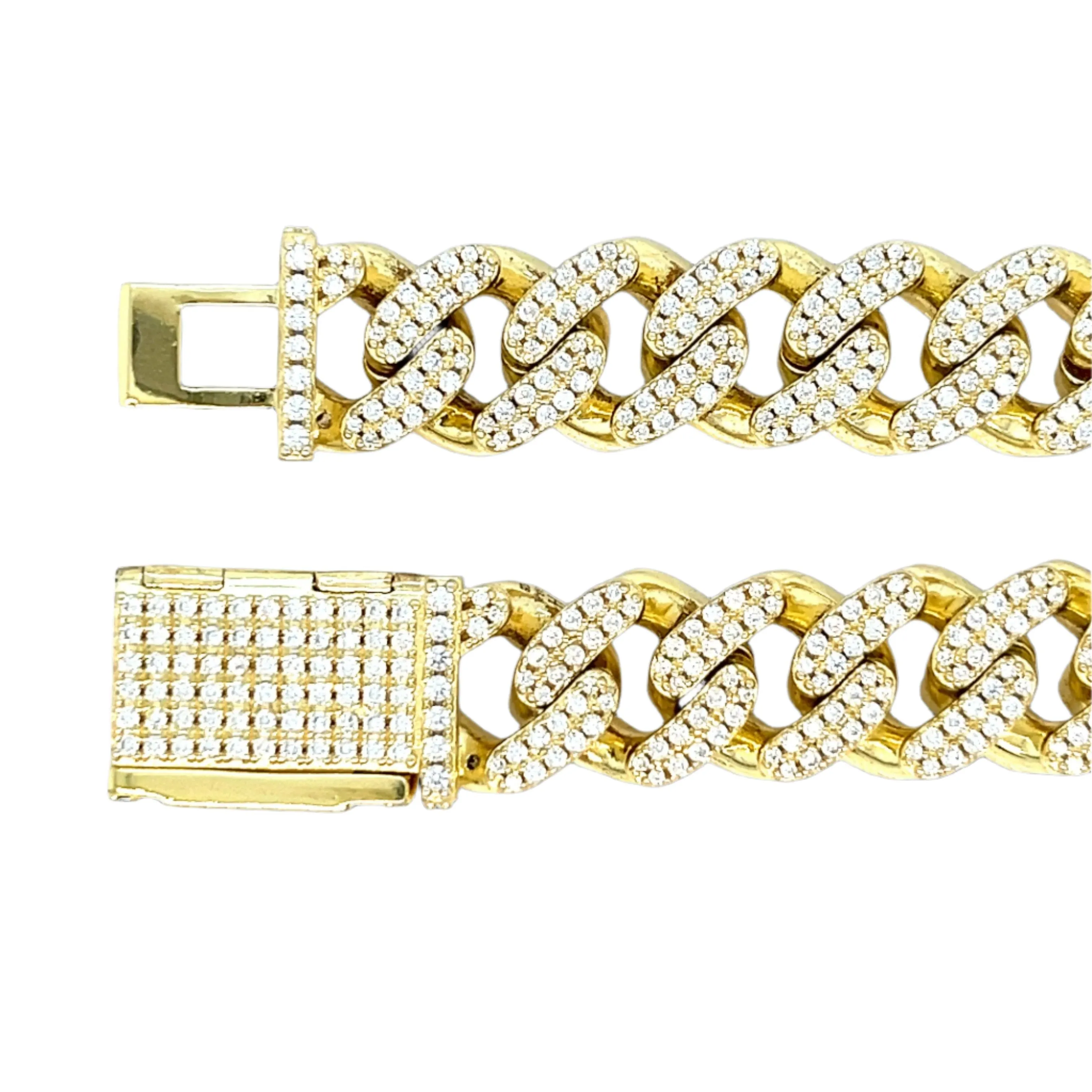 Iced-Out 925 Sterling Silver 12mm Two-Sided Bracelet with Round & Baguette Cubic Zirconia Stones -  C3033519
