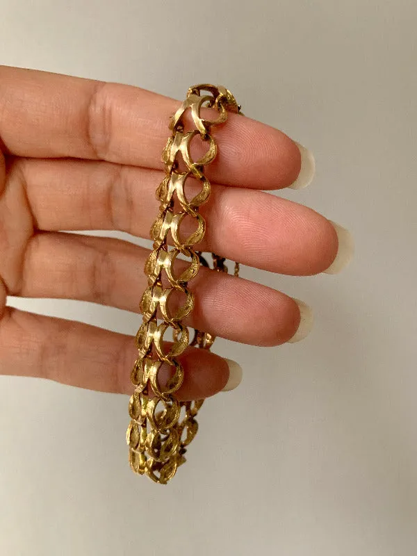 Incredible vintage fancy link 18k solid gold bracelet - size 7 inch