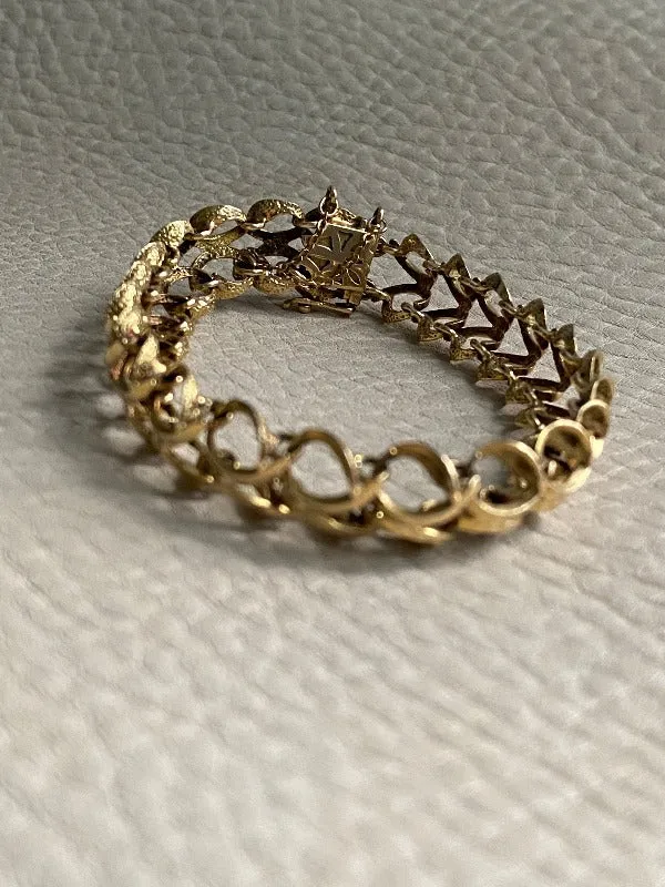 Incredible vintage fancy link 18k solid gold bracelet - size 7 inch
