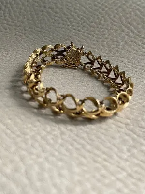 Incredible vintage fancy link 18k solid gold bracelet - size 7 inch