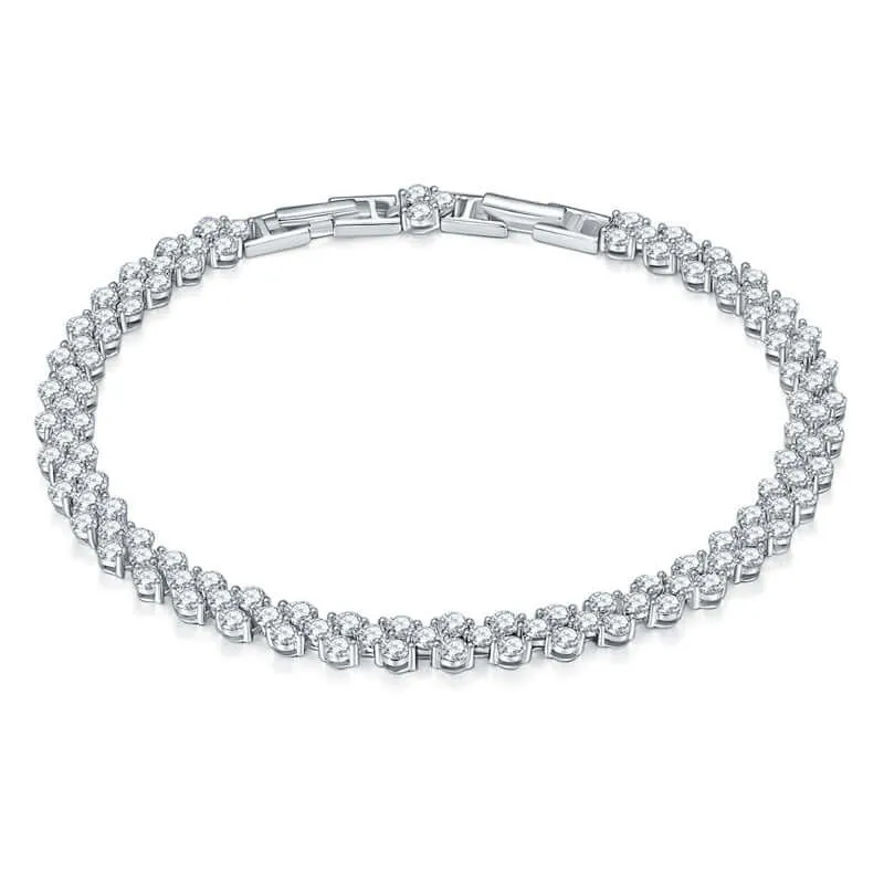 Irregular V-Shaped 925 Silver Moissanite Tennis Bracelet