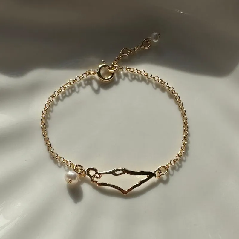 Israel Gold Plaited Bracelet with pearls