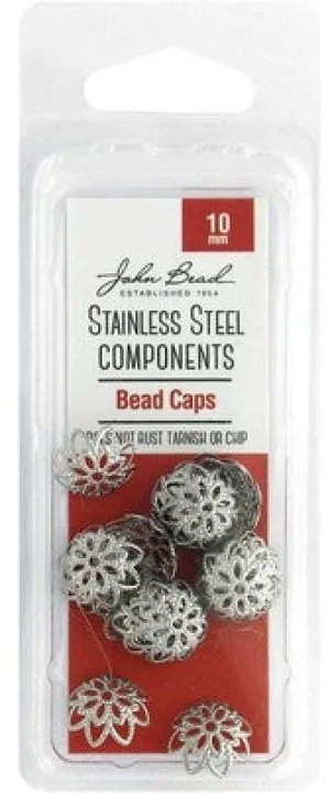 John Bead Stainless Steel Bead Cap 10mm 24pc