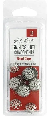 John Bead Stainless Steel Bead Cap 10mm 24pc