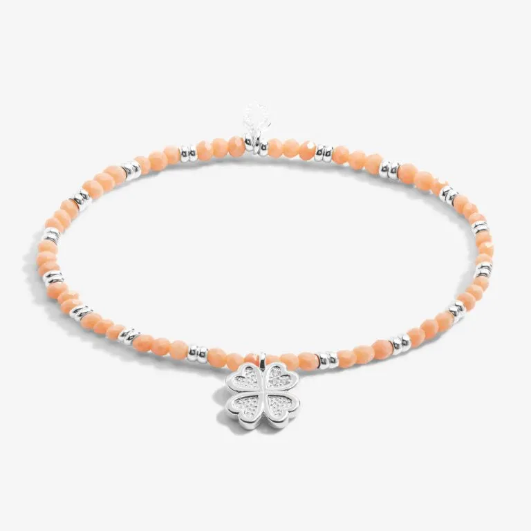 Joma Boho Beads Flower Orange & Silver Bracelet