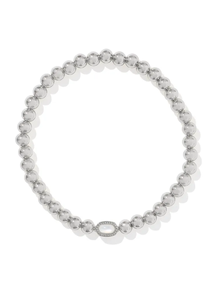 Kendra Scott Mini Elaina Stretch Bracelet - Silver & Ivory MOP