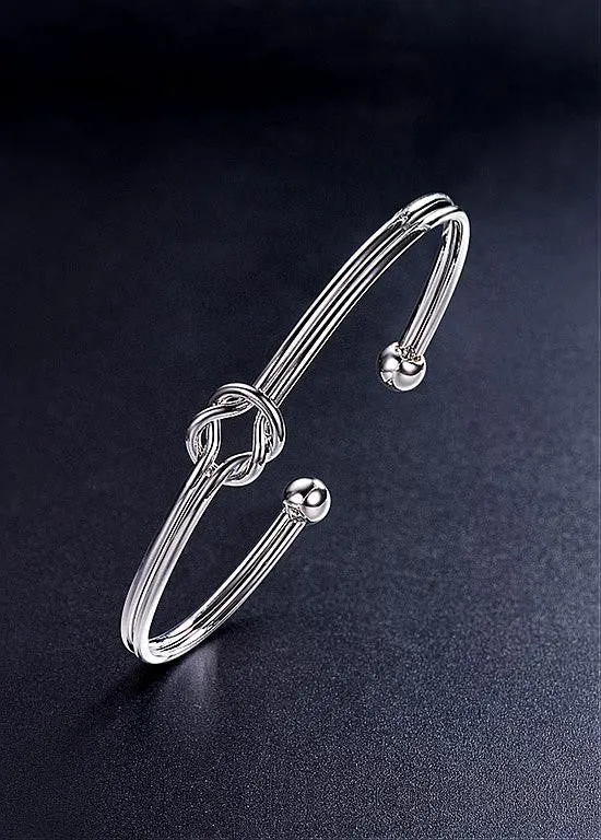 Knot Platinum Plated Cuff Bangle