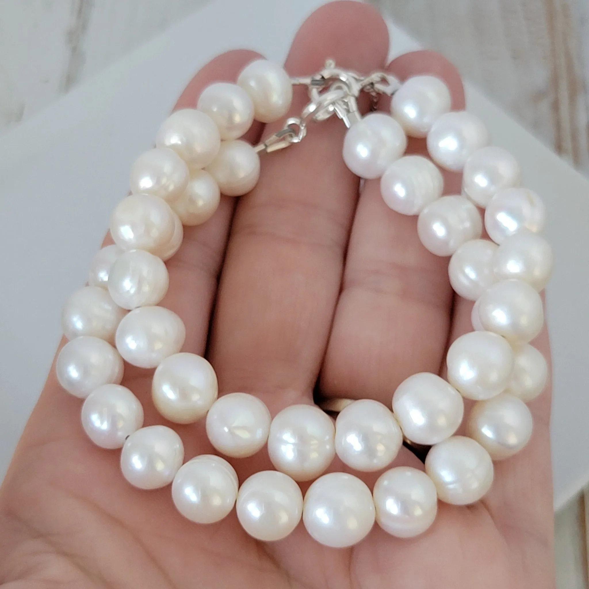 Large Freshwater Pearl Layering Bracelet - 8-10mm