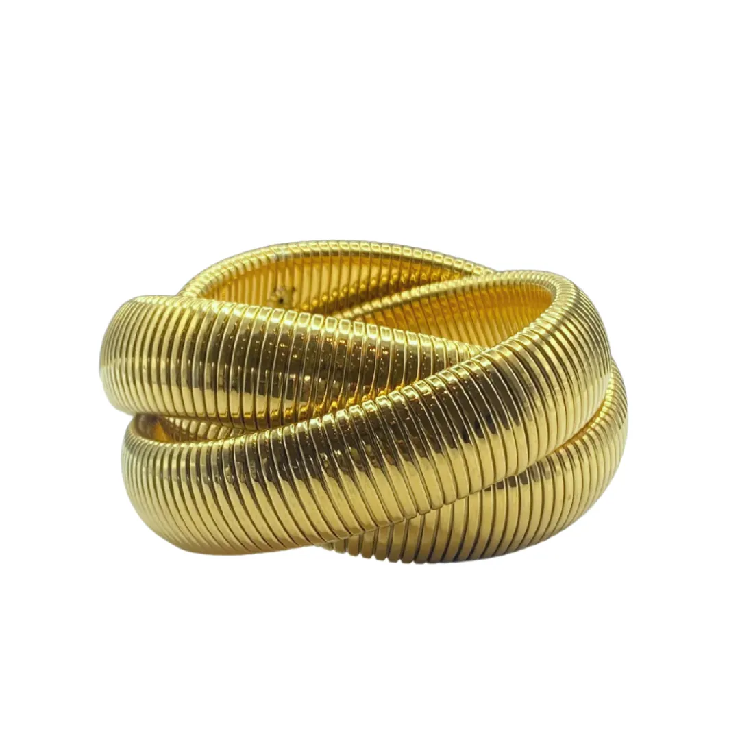 Large Gold Twisted Cobra Bracelet