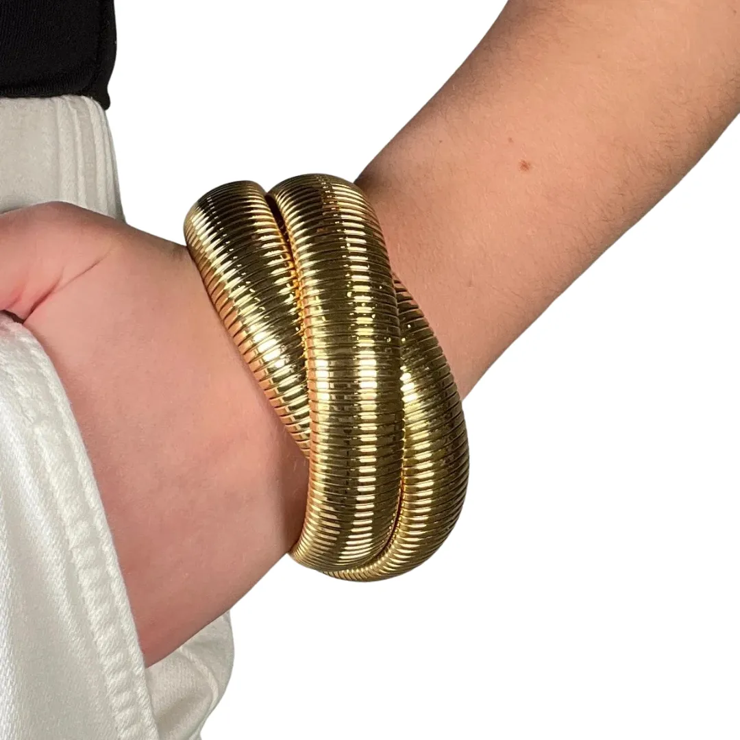 Large Gold Twisted Cobra Bracelet