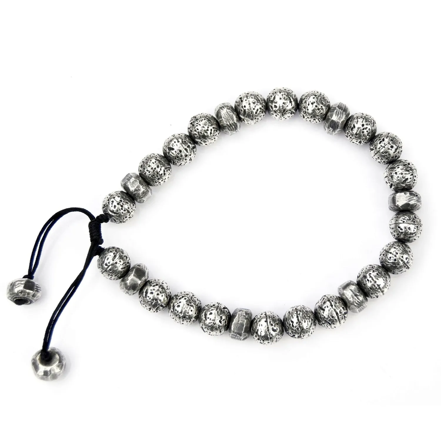 Lava Stone Solid Sterling Silver cast beads Bracelet