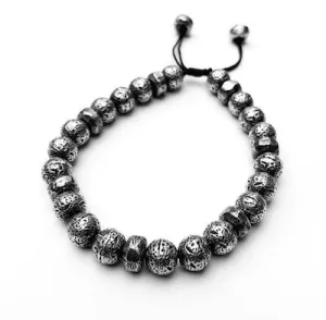 Lava Stone Solid Sterling Silver cast beads Bracelet